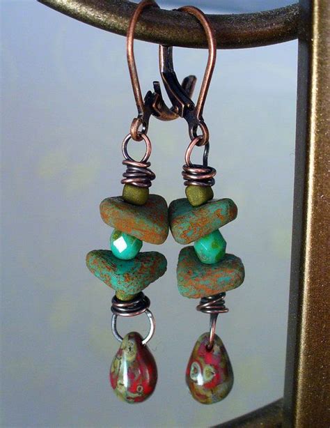 Whimsical Picasso Stone Earrings Picasso Glass Teardrops Etsy