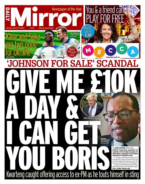 Daily Mirror Front Page 27th Of March 2023 Tomorrow S Papers Today