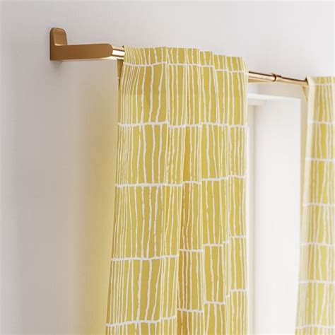 Cotton Canvas Line Lattice Curtain Set Of 2 Horseradish West Elm