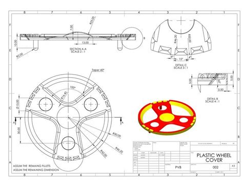 Plastic Toy Wheel Cover Technical Drawing Autocad Drawing Cad Drawing