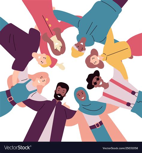 Group Diverse Happy People Standing Together Vector Image
