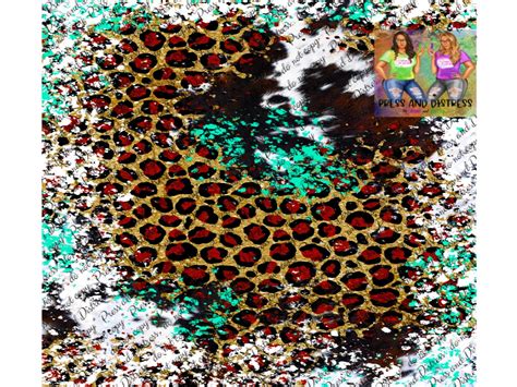 Cow Print Leopard Turquoise Background Png Etsy