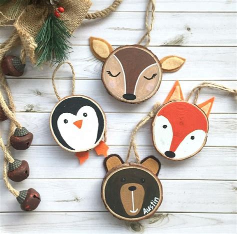 Hand Painted Wood Slice Christmas Ornaments Basteln Mit Holzscheiben