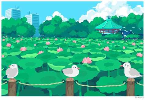 Safebooru 6others Animated Animated  Artist Name Bird Day Flower Highres Lotus Multiple