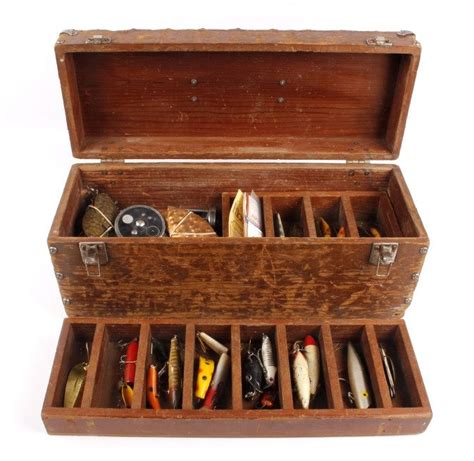 Antique Wooden Loaded Tackle Box Tackle Box Wood Tool Box Jewelry Box Plans