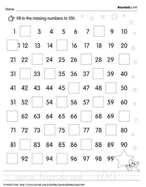 14 Best Images Of Kindergarten Worksheets Counting To 100 Chart