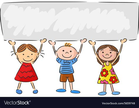 Cartoon Little Kids Holding Banner Royalty Free Vector Image