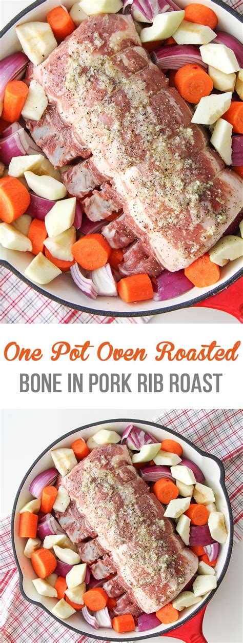 Cooking the pork roast on low heat. This One Pot Oven Roasted Bone In Pork Rib Roast with ...