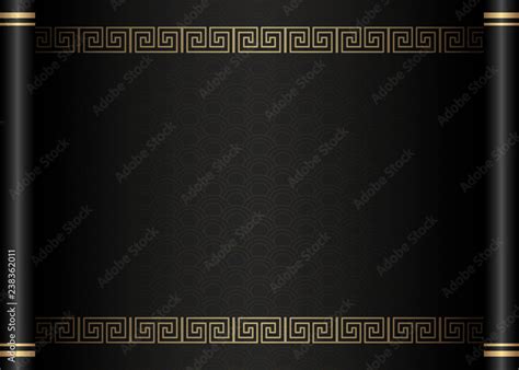 Retro Traditional Chinese Style Black Scroll Paper Template Spiral