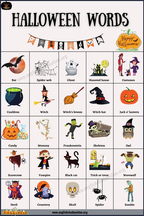 Halloween Vocabulary Halloween Writing Halloween Worksheets