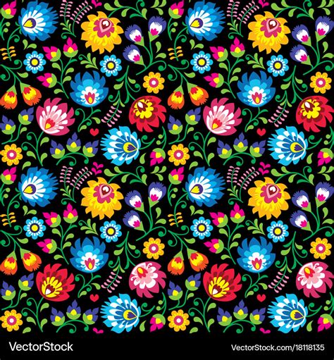 seamless polish folk art floral pattern royalty free vector