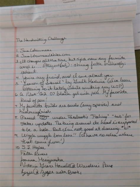 The Handwriting Challenge Sara Letourneau