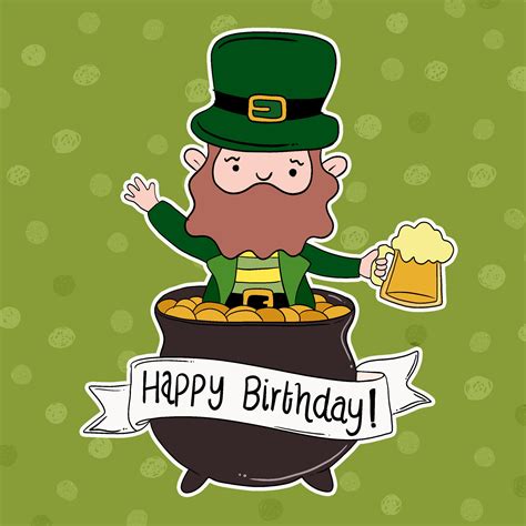 Happy Birthday Leprechaun And Pot Of Gold St Patricks Day Card Boomf