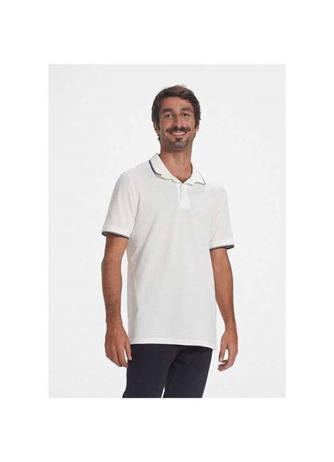Camisa Polo Piquet Masculina Básica Regular Em Algodão Branco Heringx