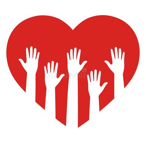 Symbol Of Volunteering Heart And Hands Silhouette Isolated Stock
