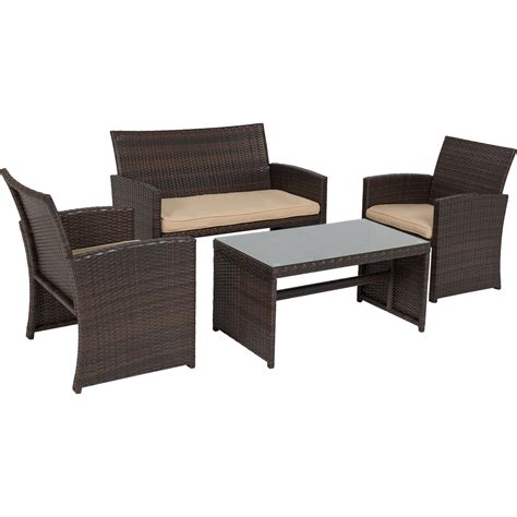 Best Choice Products 4pc Wicker Outdoor Patio Furniture Set Cushioned