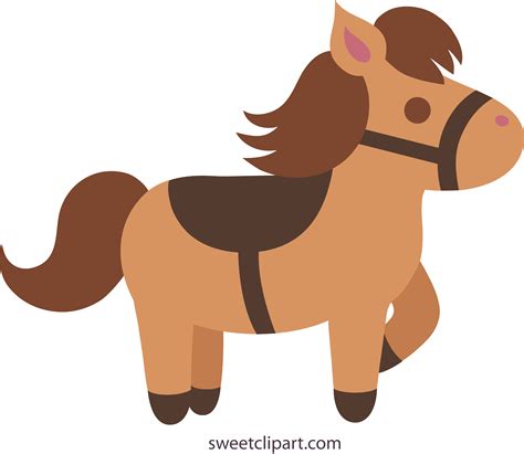 Cute Brown Pony With Saddle Free Clip Art
