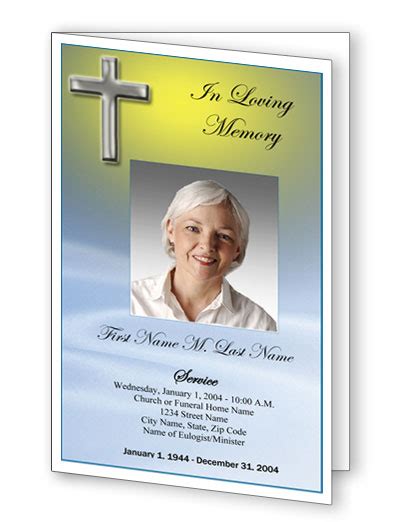 Blue Eternal Cross Funeral Program Template Elegant Memorials