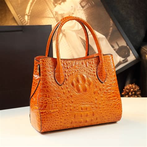 Womens Tote Bags Crocodile Pattern Women Handbags 2023 Genuine Leather