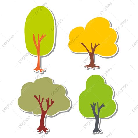 Gambar Kartun Menggambar Tangan Ttree Pohon Kartun Stiker Png Dan