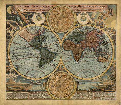 Old Antique World Map By Teodora Atanasova