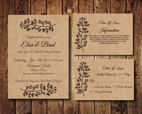 Rustic Wedding Invitation Suite Kraft Paper Wedding Invite