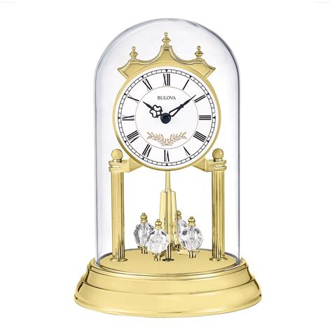 Bulova Clocks Heather Dial Glass Domed Clock With Westminster Chime