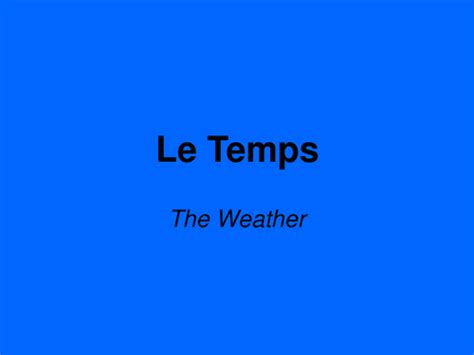 The Weather In French Teaching Resources