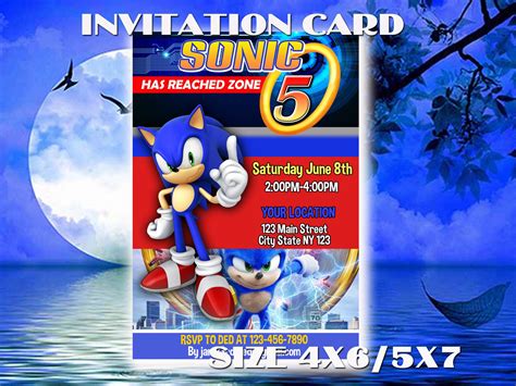 Invitación Sonic Invitación De Cumpleaños Sónica Fiesta Etsy
