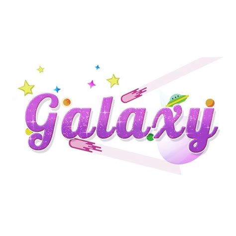 The Word Galaxy Written In Pink And Purple Letters With Stars Around It
