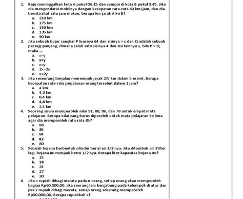 Soal Tes Matematika Masuk Sma Solpsib