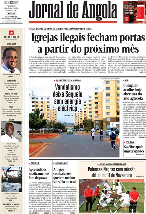 Jornal De Angola Sexta 12 De Outubro De 2018