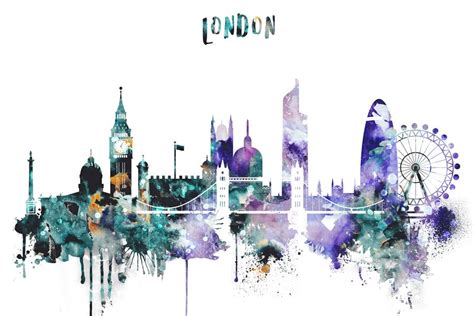 London City Skyline Art Print By Dimdom X Small City Skyline Art