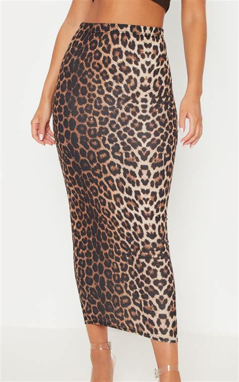 Leopard Print Printed Maxi Skirt Skirts Prettylittlething Uae