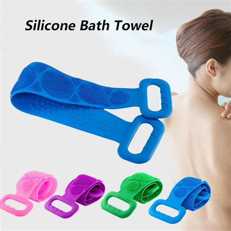Sixtyshades Silicone Bath Towel Dual Side Back Scrubber Belt Exfoliating Towel Bath Shower Body