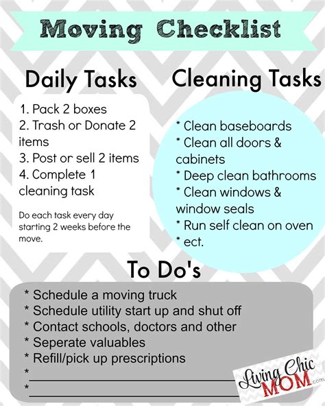 How To Make Moving Less Stressful Printable Moving Checklist Living Chic Mom