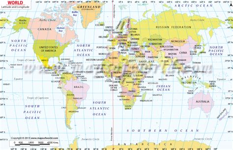 Printable World Map With Latitude And Longitude And Countries