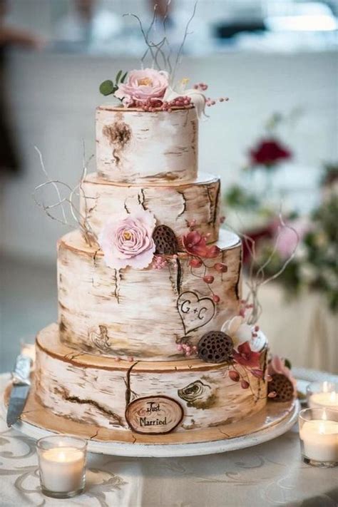 Rustic Wedding Cake With Flowers Country Wedding Cakes Floral Wedding