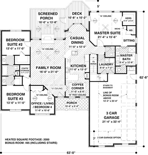 Traditional Style House Plan 4 Beds 25 Baths 2000 Sqft Plan 56 577