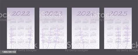 2022 2023 2024 2025 Calendar Trendy Very Peri Lavender Palette With