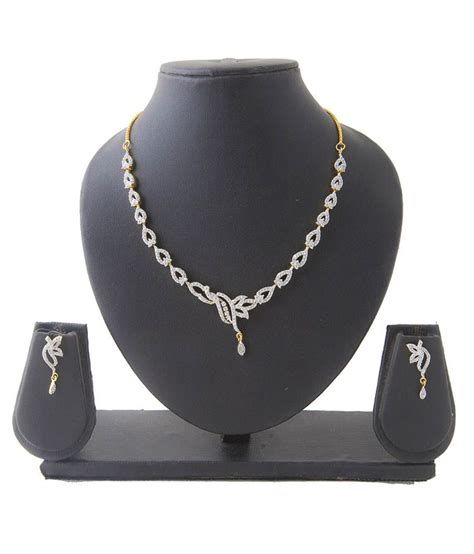 Maybe you would like to learn more about one of these? Aaina White American Diamond Necklace Set - Buy Aaina ...