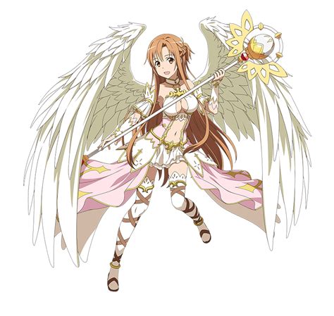 It is a very clean transparent background image and its resolution is 1600x2542 , please mark the image source when quoting it. Safebooru - 1girl :d angel wings asuna (sao) breasts brown eyes brown hair cleavage detached ...