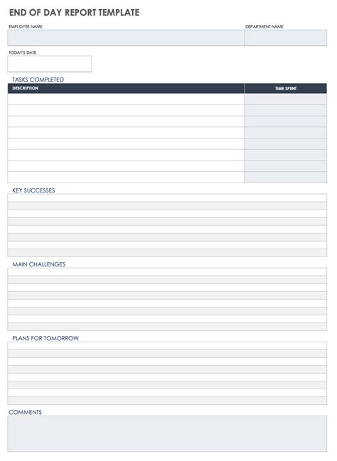 End Of Day Report Template Free Free Templates Printable