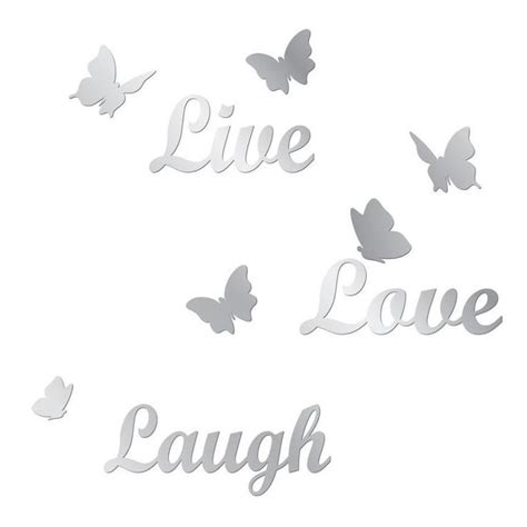 10 X 15 In Live Laugh Love Butterfly Mirror Mirror Wall Wall Decals