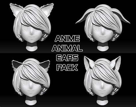 Anime Animal Ears Pack 3d Model Cgtrader