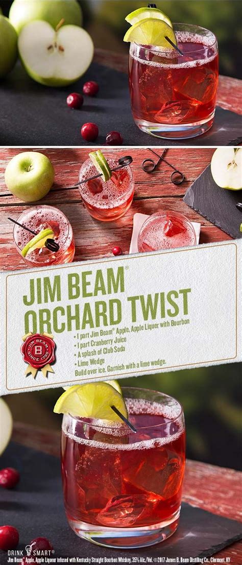 We tell stories from the heart of bourbon—the farmers who grow the grain, the distillers who labor over the process, the mixologists who concoct liquid perfection, and the people who raise their glasses to celebrate it all. Like Jim Beam® Apple? Try adding a dash of cranberry juice ...
