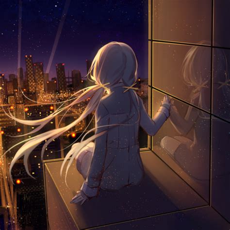 512x512 Resolution Anime Girl Looking At Stars 512x512 Resolution