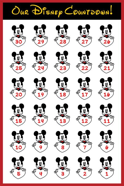 Countdown To Disney Calendar Printable Customize And Print