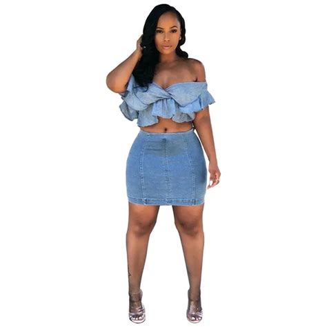 Cropped Tops Mini Skirt Women Two Piece Set Sexy Backless Lace Up Strapless Ruffle T Shirt And