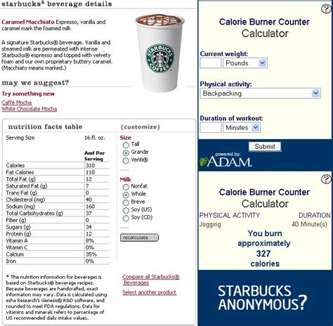 Mr. Haxa Does The Blogs: Starbucks Caramel Macchiato = 310 calories